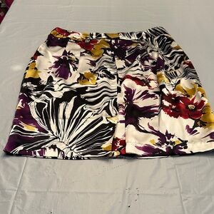 Spiegel Purple and Yellow Floral knee length Skirt